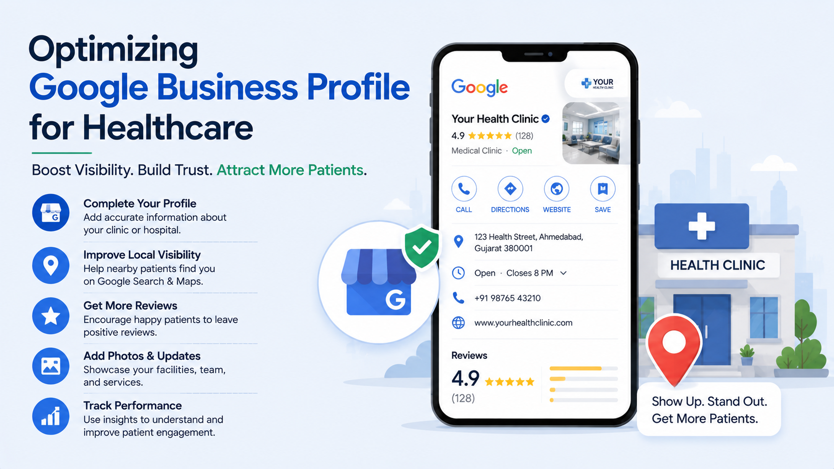 Optimizing Google Business Profile for healthcare to improve local SEO, attract nearby patients, and increase clinic appointments.