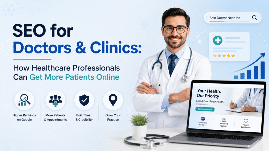 SEO for doctors and clinics to increase online visibility, attract more patients, improve Google rankings, and grow healthcare practices.